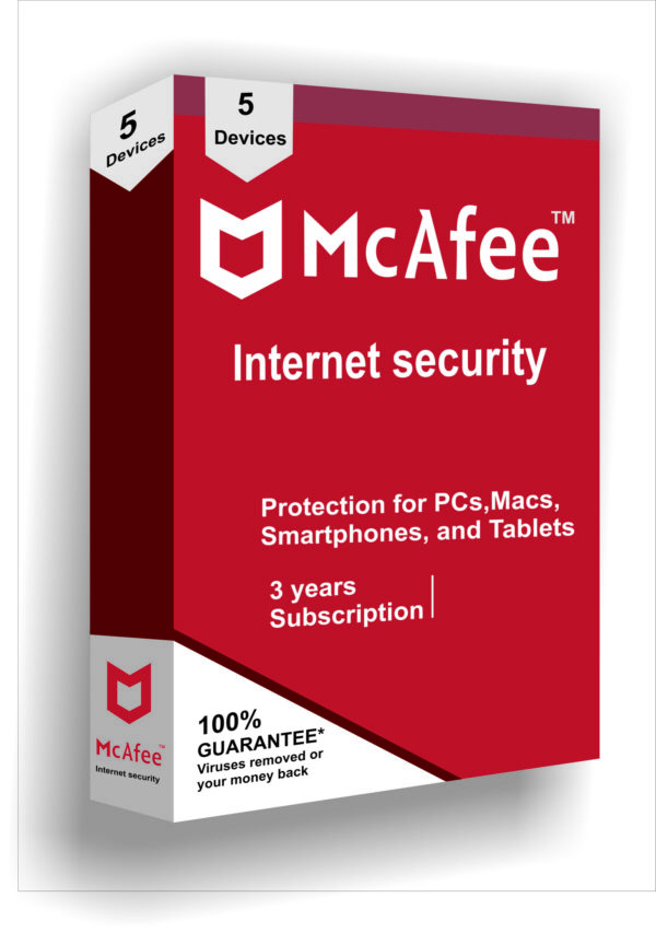 McAfee Internet security 3 years x 5 devices