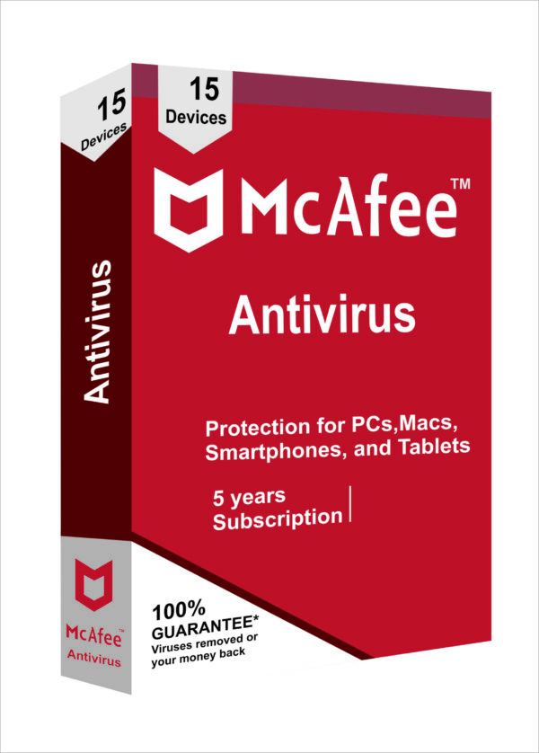 McAfee Antivirus 5 years x 15 devices